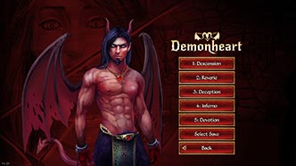 Demonheart visual novel main menu shirtless demon